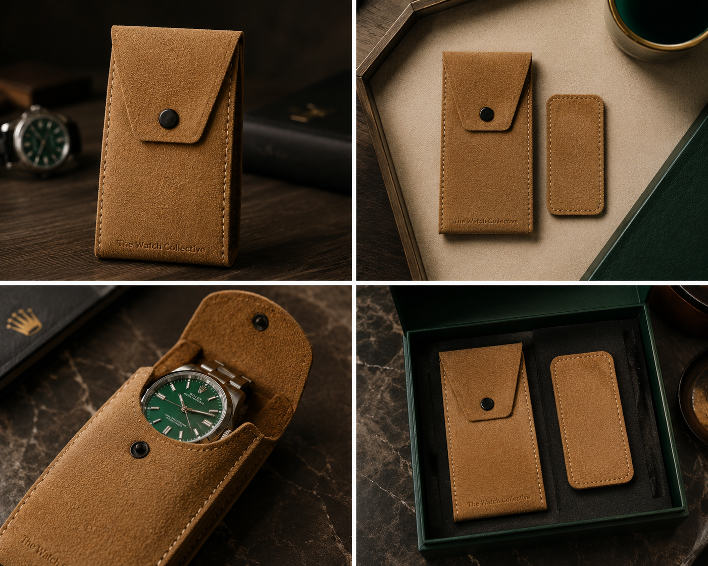 Tan leather watch pouch